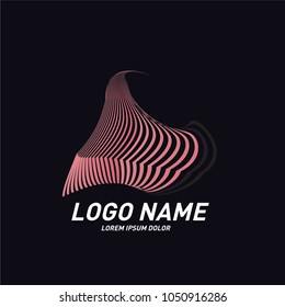 Curvy and stripes simple logo design 