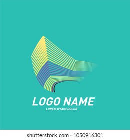 Curvy and stripes simple logo design 
