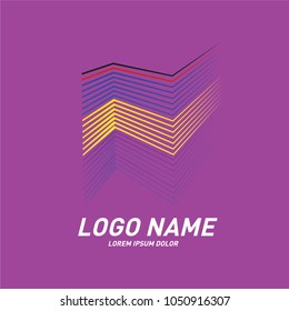 Curvy and stripes simple logo design 