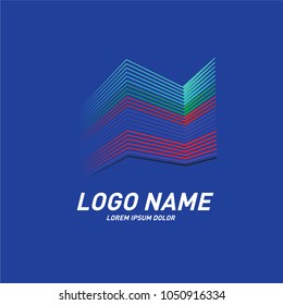 Curvy and stripes simple logo design 