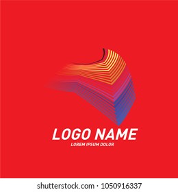 Curvy and stripes simple logo design 