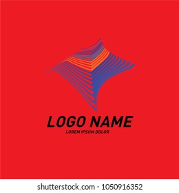 Curvy and stripes simple logo design 