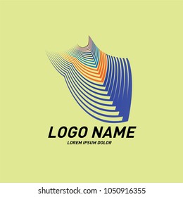 Curvy and stripes simple logo design 