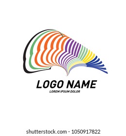 Curvy and stripes simple logo design 