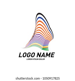 Curvy and stripes simple logo design 