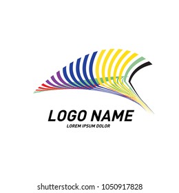 Curvy and stripes simple logo design 