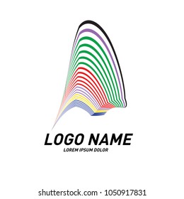 Curvy and stripes simple logo design 