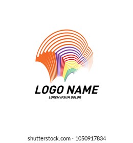 Curvy and stripes simple logo design 