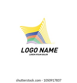Curvy and stripes simple logo design 