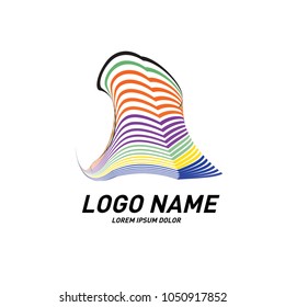 Curvy and stripes simple logo design 