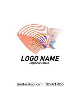 Curvy and stripes simple logo design 