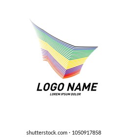 Curvy and stripes simple logo design 