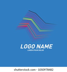 Curvy and stripes simple logo design 
