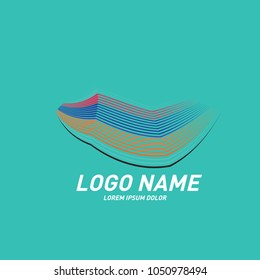 Curvy and stripes simple logo design 
