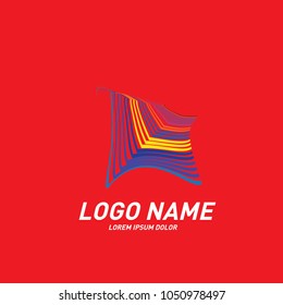 Curvy and stripes simple logo design 