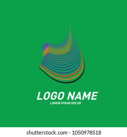 Curvy and stripes simple logo design 