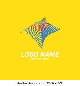 Curvy and stripes simple logo design 