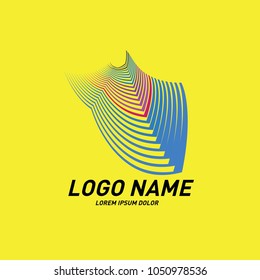 Curvy and stripes simple logo design 