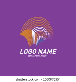 Curvy and stripes simple logo design 