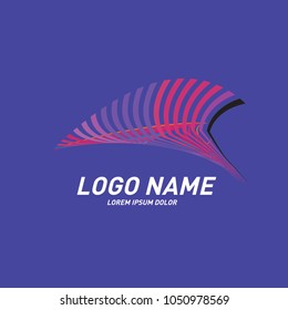 Curvy and stripes simple logo design 