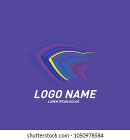 Curvy and stripes simple logo design 