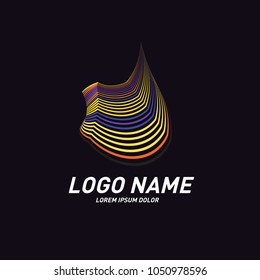 Curvy and stripes simple logo design 