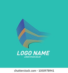 Curvy and stripes simple logo design 