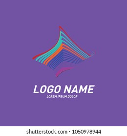 Curvy and stripes simple logo design 