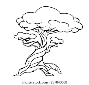 Curvy tree line art