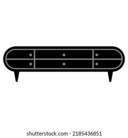 Curvy TV stand with drawer vector design isolated on a square white background 