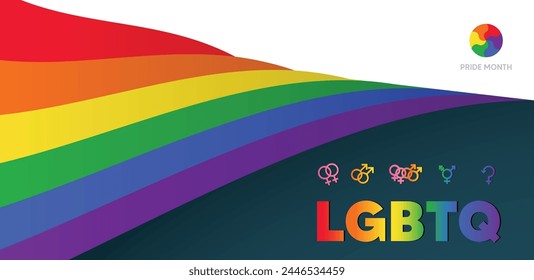 Curvy wave LGBTQ support social media banner or post template, greeting card or party invitation on pink background.