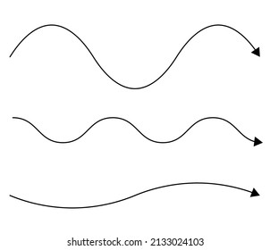 Curvy, wavy, waving arrows shape set