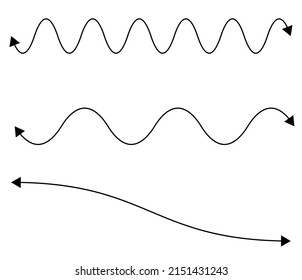 Curvy, wavy, waving arrows shape set