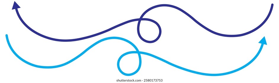 Curvy, wavy, waving arrows shape set. wavy curved Long arrow icon. long line arrow vector. flat style Arrow symbol. arrow on a white background. vector illustration.