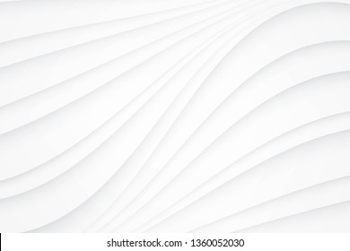Curvy white gradient stripes line background. Abstract minimal white line cover or banner, Monochrome modern vector backdrop.
