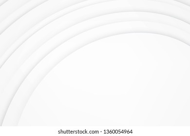 Curvy white gradient stripes line background with copy space. Abstract circular concept line cover or banner, Modern monochrome vector backdrop.
