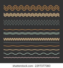 Curvy and zigzag lines. Element for design creation. Vector illustration.