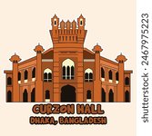 Curzon Hall Dhaka Bangladesh illustration