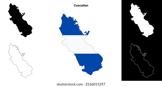 Cuscatlan department outline map set