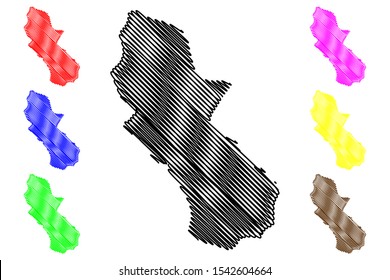 Cuscatlan Department (Republic of El Salvador, Departments of El Salvador) map vector illustration, scribble sketch Cuscatlan map