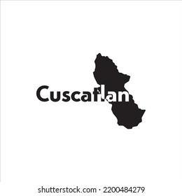 Cuscatlan map and black lettering design on white background