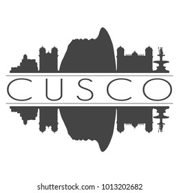 Cusco Peru America Skyline Vector Art Mirror Silhouette Emblematic City Buildings