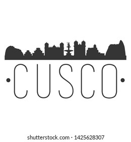 Cusco Peru. City Skyline. Silhouette City. Design Vector. Famous Monuments.