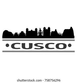 Cusco Peru Skyline Silhouette Stamp City Design Vector Art