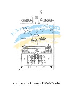 Cusco vector illustration and typography design