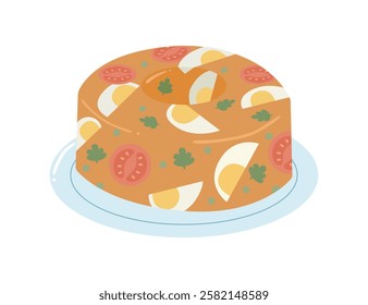 Cuscuz paulista isolated illustration. Brazilian couscous dish vector.