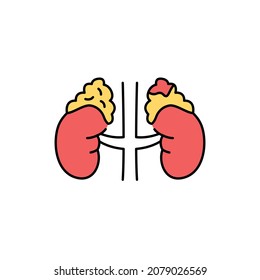 Cushing Cortisol Syndrome Color Line Icon. Human Diseases.