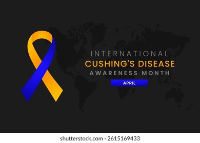 Cushing Disease Awareness Month background design with Yellow and blue silk ribbon.