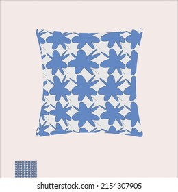 cushion with blue print and white background. print for printing