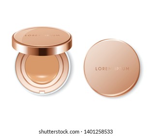 Cushion compact foundation packaging template : Vector Illustration